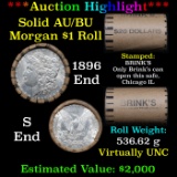 ***Auction Highlight***  AU/BU Slider Brinks Shotgun Morgan $1 Roll 1896 & S Ends Virtually UNC (fc)