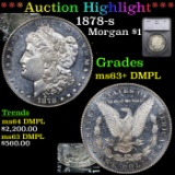 ***Auction Highlight*** 1878-s Morgan Dollar 1 Graded ms63+ DMPL By SEGS (fc)
