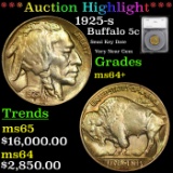 ***Auction Highlight*** 1925-s Buffalo Nickel 5c Graded ms64+ By SEGS (fc)