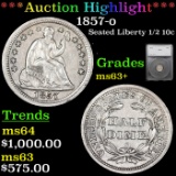 ***Auction Highlight*** 1857-o Seated Liberty Half Dime 1/2 10c Graded ms63+ By SEGS (fc)
