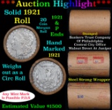 ***Auction Highlight*** Full solid 1921 Morgan silver $1 roll,1921 & P Ends 20 coins