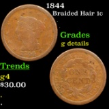 1844 Braided Hair Large Cent 1c Grades g details