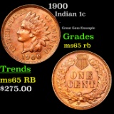 1900 Indian Cent 1c Grades GEM Unc RB