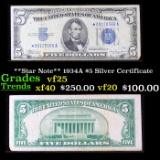 **Star Note** 1934A $5 Silver Certificate Grades vf+