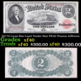 1917 $2 Large Size Legal Tender Note FR-60 Thomas Jefferson Grades xf