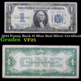 1934 Funny Back $1 Blue Seal Silver Certificate Grades vf+