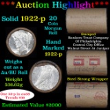 ***Auction Highlight*** AU/BU Slider Shotgun Peace $1 Roll Solid 1922-p Virtually UNC (fc)