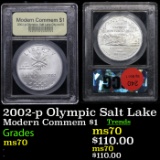 2002-p Olympic Salt Lake Modern Commem Dollar $1 Graded ms70, Perfection By USCG