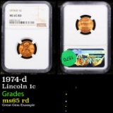 NGC 1974-d Lincoln Cent 1c Graded ms65 rd By NGC