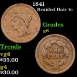1841 Braided Hair Large Cent 1c Grades g+