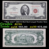 **Star note** 1963 $2 Red Seal Leagal Tender Note Grades Choice AU