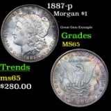 1887-p Morgan Dollar 1 Grades GEM Unc