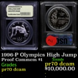 Proof . 1996-P Olympics High Jump Modern Commem Dollar $1 Graded GEM++ Proof Deep Cameo By USCG