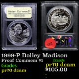 Proof . 1999-P Dolley Madison Modern Commem Dollar $1 Graded GEM++ Proof Deep Cameo By USCG