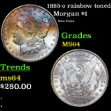 1885-o rainbow toned Morgan Dollar 1 Grades Choice Unc
