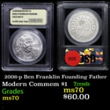 . 2006-p Ben Franklin Founding Father Modern Commem Dollar $1 Graded ms70, Perfection By USCG