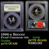 Proof 1996-s Soccer Modern Commem Half Dollar 50c Grades GEM++ Proof Deep Cameo