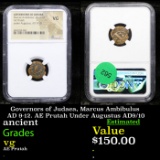 NGC Governors of Judaea, Marcus Ambibulus AD 9-12. AE Prutah Under Augustus AD9/10 Graded vg By NGC