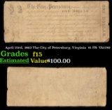 April 23rd, 1863 The City of Petersburg, Virginia  $1 FR- VA1780 Grades f+