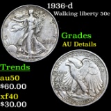 1936-d Walking Liberty Half Dollar 50c Grades AU Details