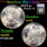 ***Auction Highlight*** 1922-p Peace Dollar 1 Graded ms66 By SEGS (fc)