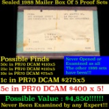 ***Auction Highlight*** Original sealed box 5- 1988 United States Mint Proof Sets Grades (fc)