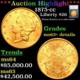 ***Auction Highlight*** 1875-cc Gold Liberty Double Eagle 20 Graded ms63+ details By SEGS (fc)