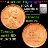 ***Auction Highlight*** 1928-d Lincoln Cent 1c Graded ms65 rd By SEGS (fc)