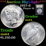 ***Auction Highlight*** 1927-d Peace Dollar 1 Graded Choice Unc By USCG (fc)