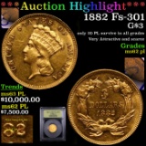 ***Auction Highlight*** 1882 Three Dollar Gold Fs-301 .$3 Grades Select Unc PL By USCG (fc)