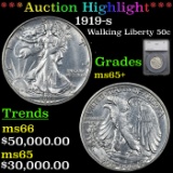 ***Auction Highlight*** 1919-s Walking Liberty Half Dollar 50c Graded ms65+ By SEGS (fc)