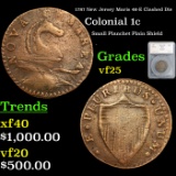 1787 New Jersey Colonial Cent Maris 46-E 'Clashed Die' 1c Graded vf25 By SEGS