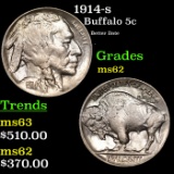 1914-s Buffalo Nickel 5c Grades Select Unc