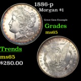 1886-p Morgan Dollar 1 Grades GEM Unc