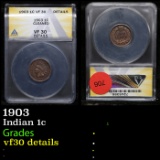 ANACS 1903 Indian Cent 1c Graded vf30 details By ANACS