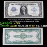 1923 $1 large size Blue Seal Silver Certificate, Fr-237 Signatures of Speelman & White Grades xf+