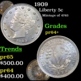 Proof 1909 Liberty Nickel 5c Grades Choice+ Proof