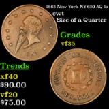 1863 New York Civil War Token NY-630-AQ-1a 1c Grades vf++