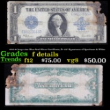 1923 $1 large size Blue Seal Silver Certificate, Fr-237 Signatures of Speelman & White Grades f deta