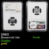 Proof NGC 1962 Roosevelt Dime 10c Graded pr67 By NGC