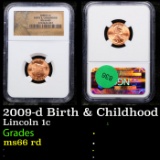 NGC 2009-d Birth & Childhood Lincoln Cent 1c Graded ms66 rd By NGC