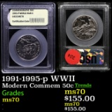 . 1991-1995-p WWII Modern Commem Half Dollar 50c Graded ms70, Perfection By USCG