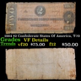 1864 $2 Confederate States Of America, T-70 Grades vf details