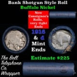 Buffalo Nickel Shotgun Roll in Old Bank Style 'Bell Telephone'  Wrapper 1916 & d Mint Ends