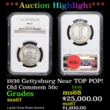 ***Auction Highlight*** NGC 1936 Gettysburg Old Commem Half Dollar Near TOP POP! 50c Graded ms67 By