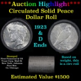 ***Auction Highlight*** Circulated First Financial Shotgun Peace $1 Roll 1923 & D Ends  (fc)