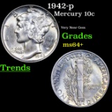 1942-p Mercury Dime 10c Grades Choice+ Unc