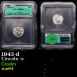 1943-d Roosevelt Dime 10c Graded ms64 By ICG