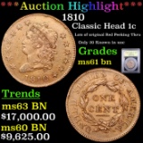***Auction Highlight*** 1810 Classic Head Large Cent 1c Graded Unc+ BN By USCG (fc)