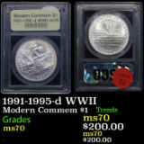 1991-1995-d WWII Modern Commem Dollar $1 Graded ms70, Perfection By USCG